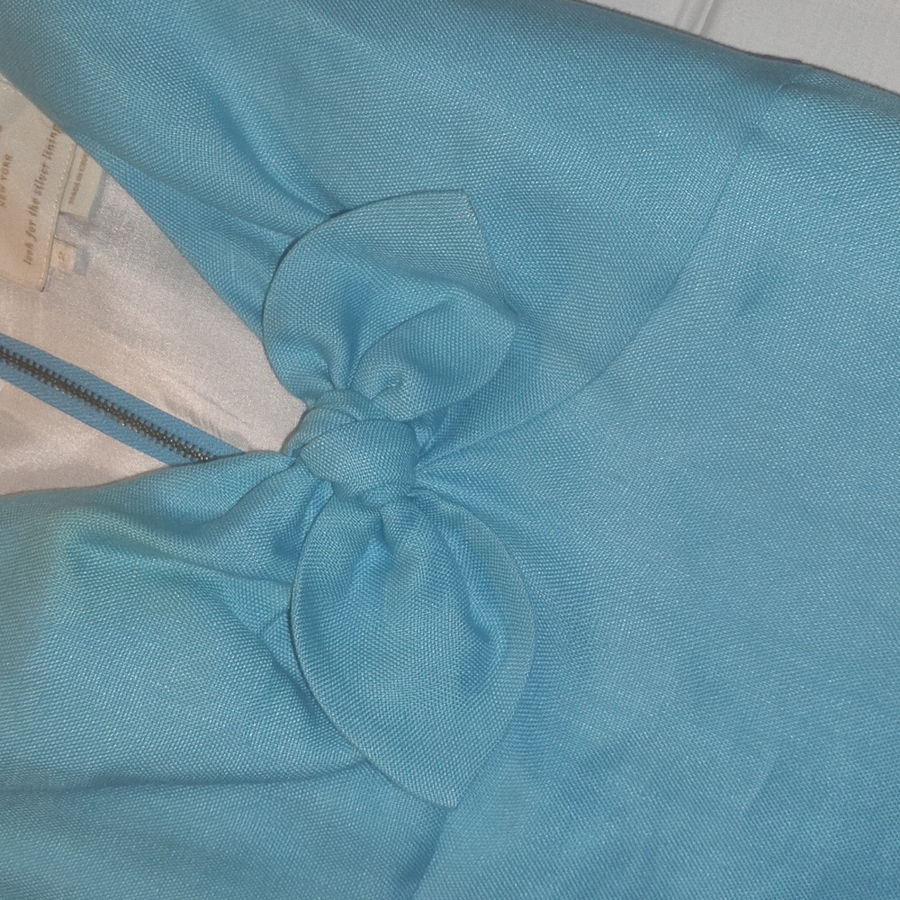 Kate Spade Viola Turquoise Linen Bow Shift Dress.  SZ 2 - Picture 8 of 11
